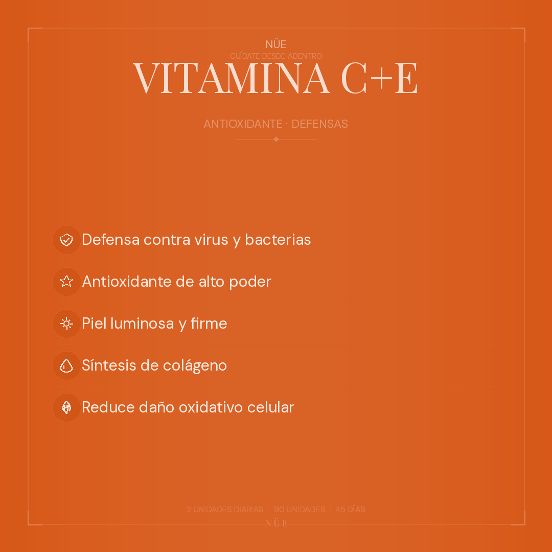 Vitamina C+E NÜE — Antioxidante | 90 Cápsulas
