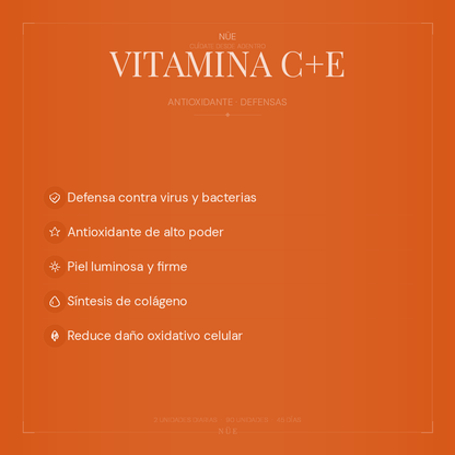 Vitamina C+E NÜE — Antioxidante | 90 Cápsulas