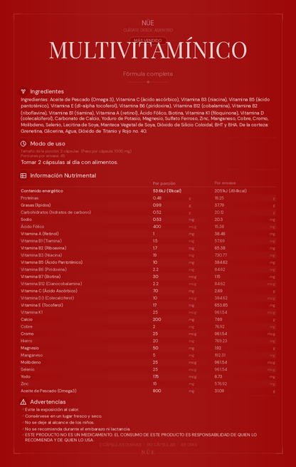 Multivitamínico NÜE — Completo | 90 Cápsulas