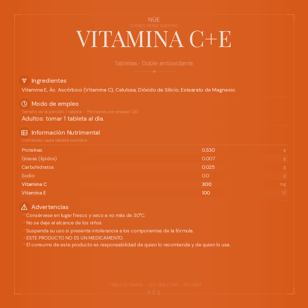 Vitamina C+E NÜE — Antioxidante | 90 Cápsulas